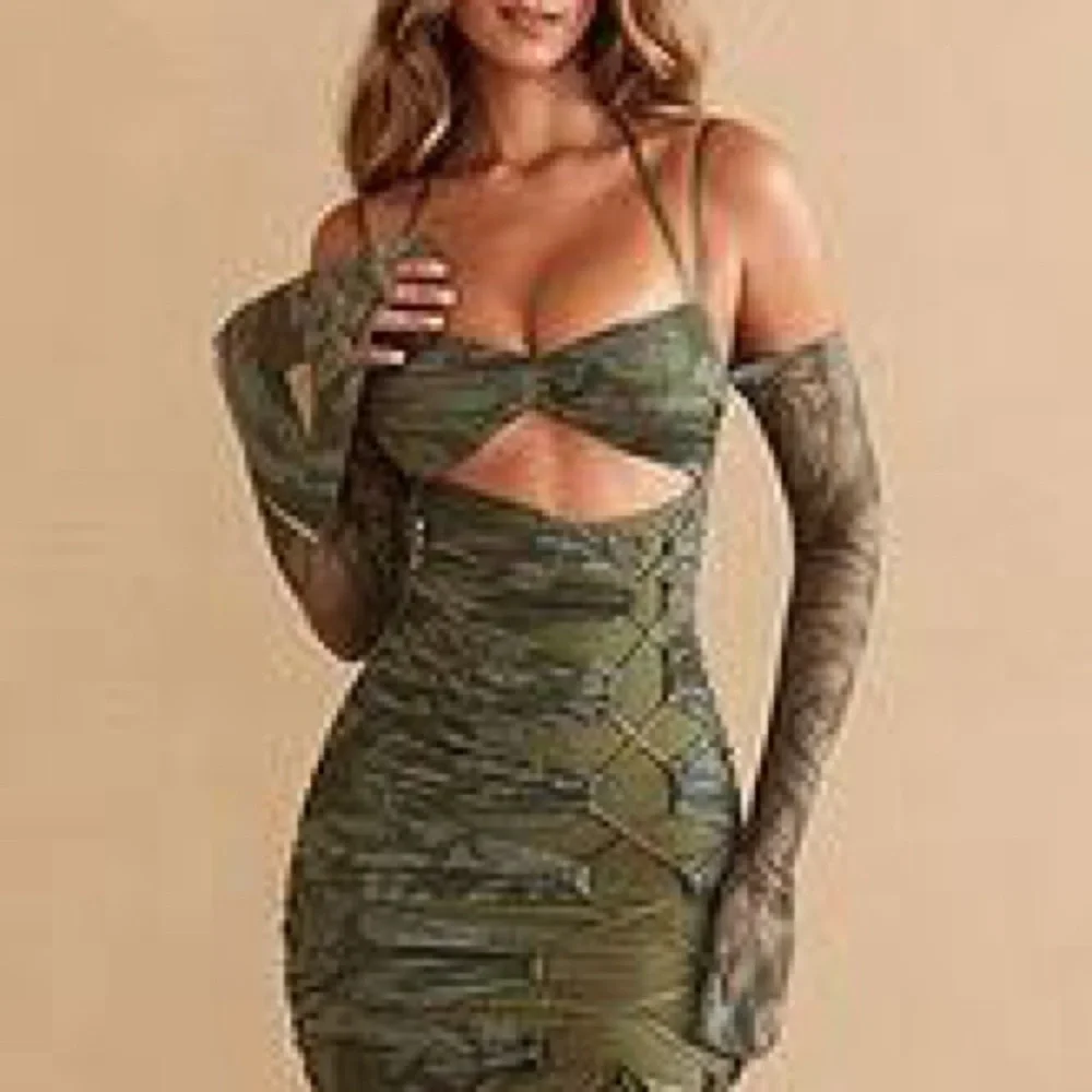 Oh Polly Olive Green Lace-Up Mini Dress - Picture 3 of 12